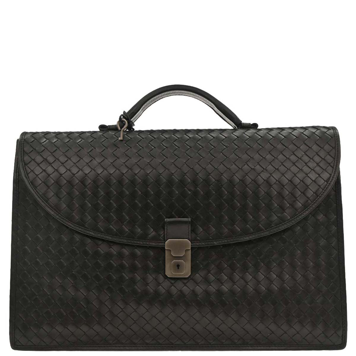 Bottega Veneta Black Intrecciato Briefcase Handbag