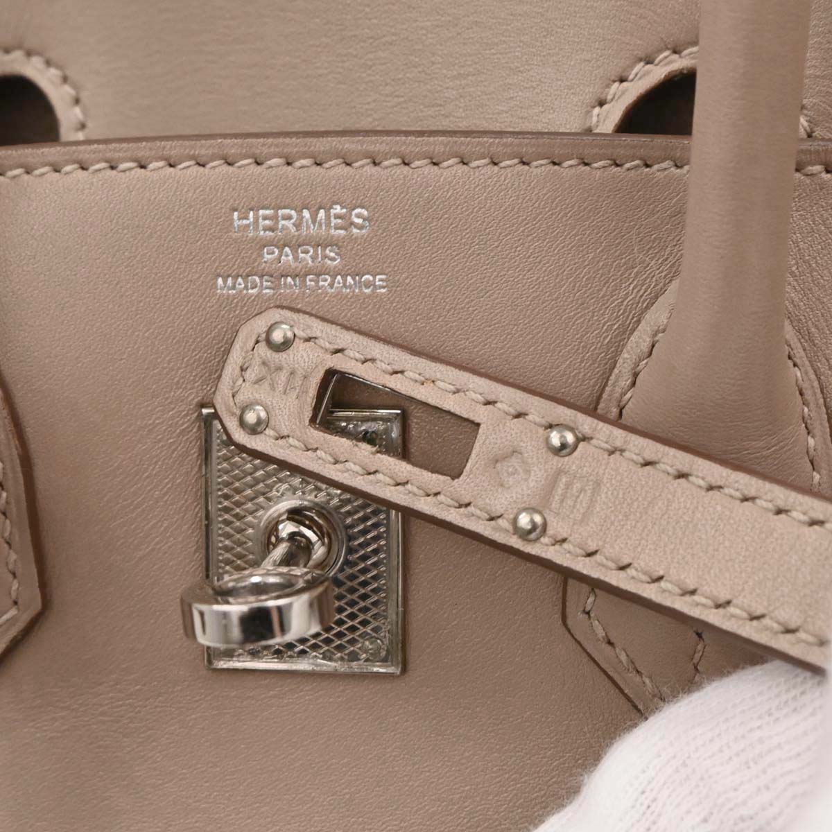 Hermes Argile Tadelakt Guilloche Birkin 25 Handbag