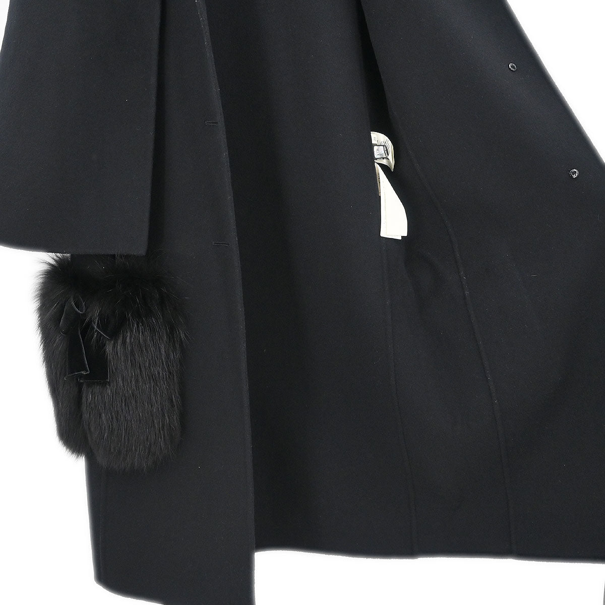 Fendi * Collarless Single Breasted Coat Black #36