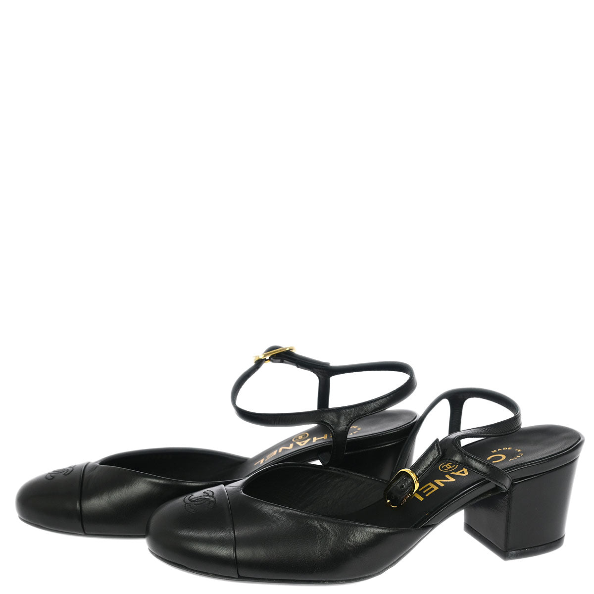 Chanel Black Leather Shoes Sandals #35