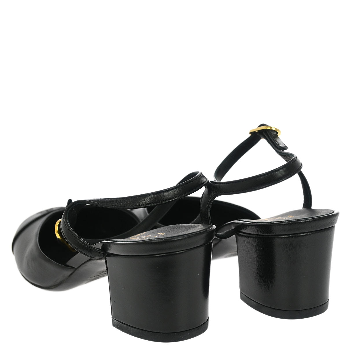 Chanel Black Leather Shoes Sandals #35