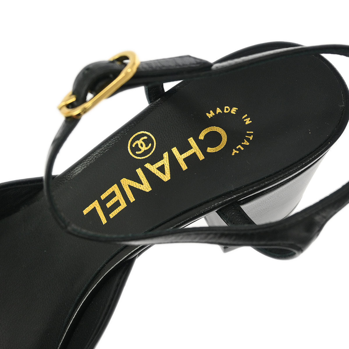 Chanel Black Leather Shoes Sandals #35