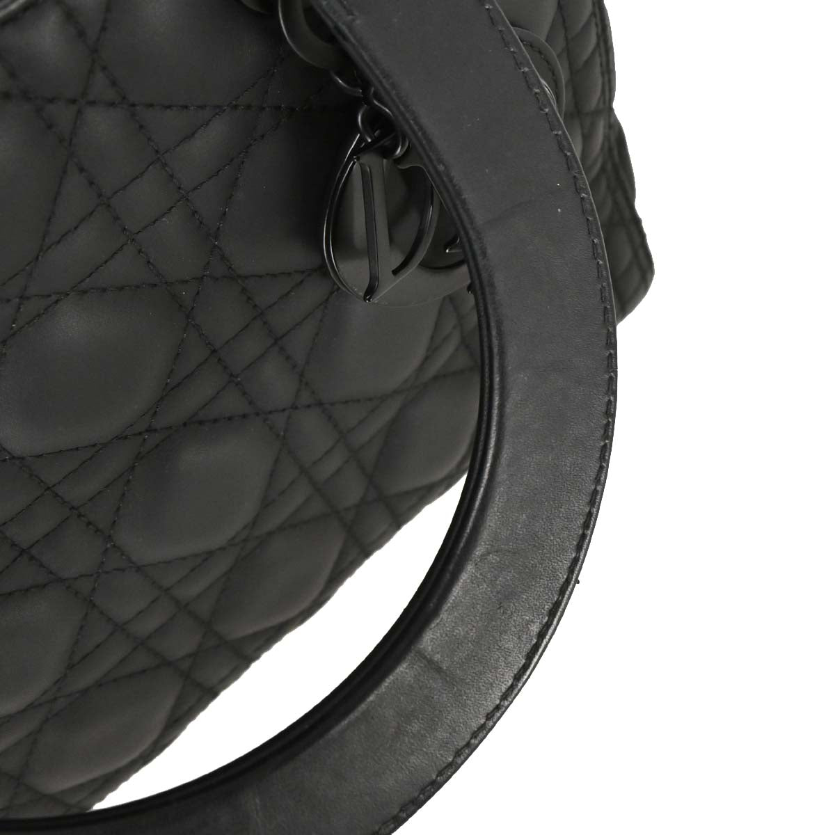 Christian Dior Black Lambskin Lady Dior Cannage Handbag