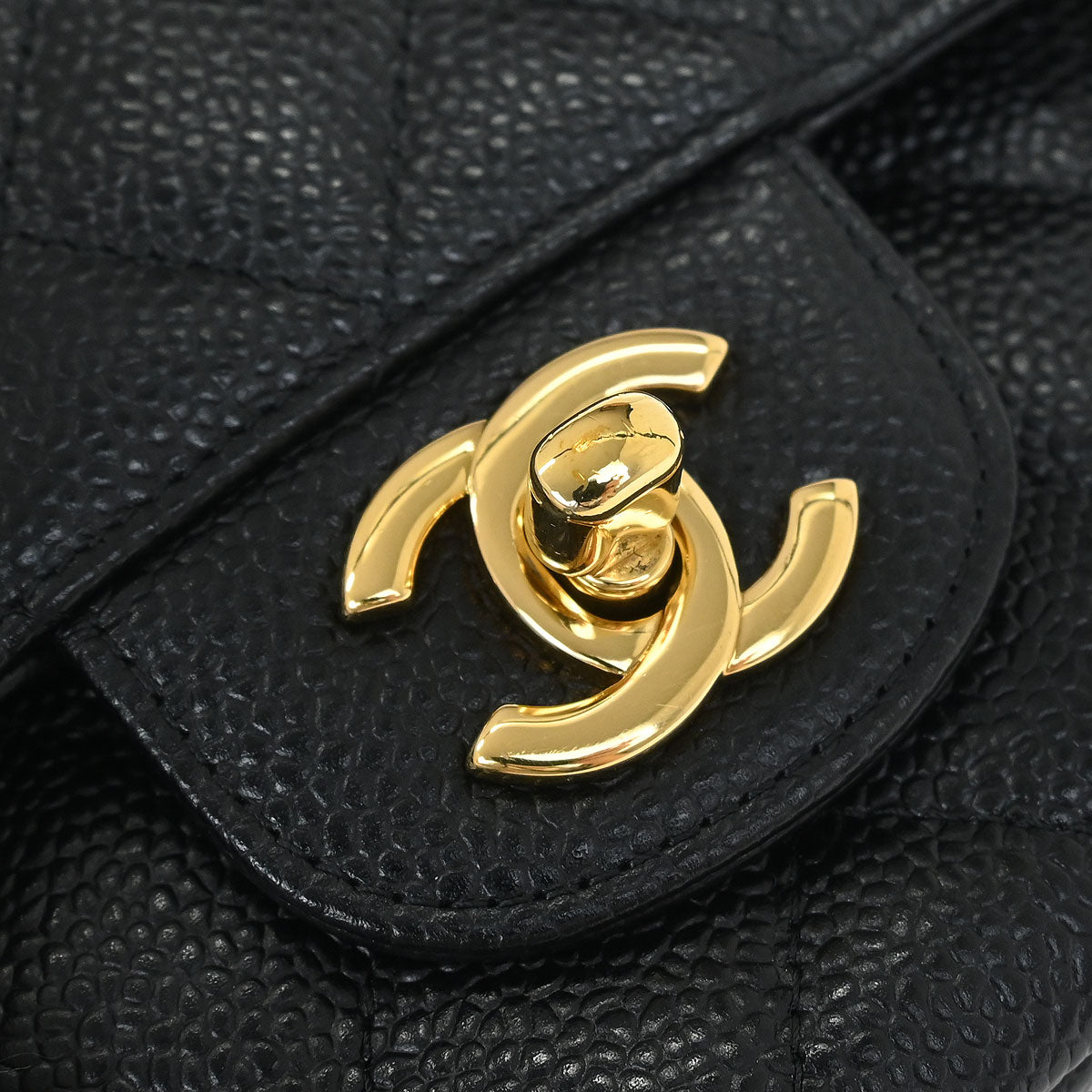 Chanel 2013-2014 Black Caviar Medium Classic Double Flap Shoulder Bag