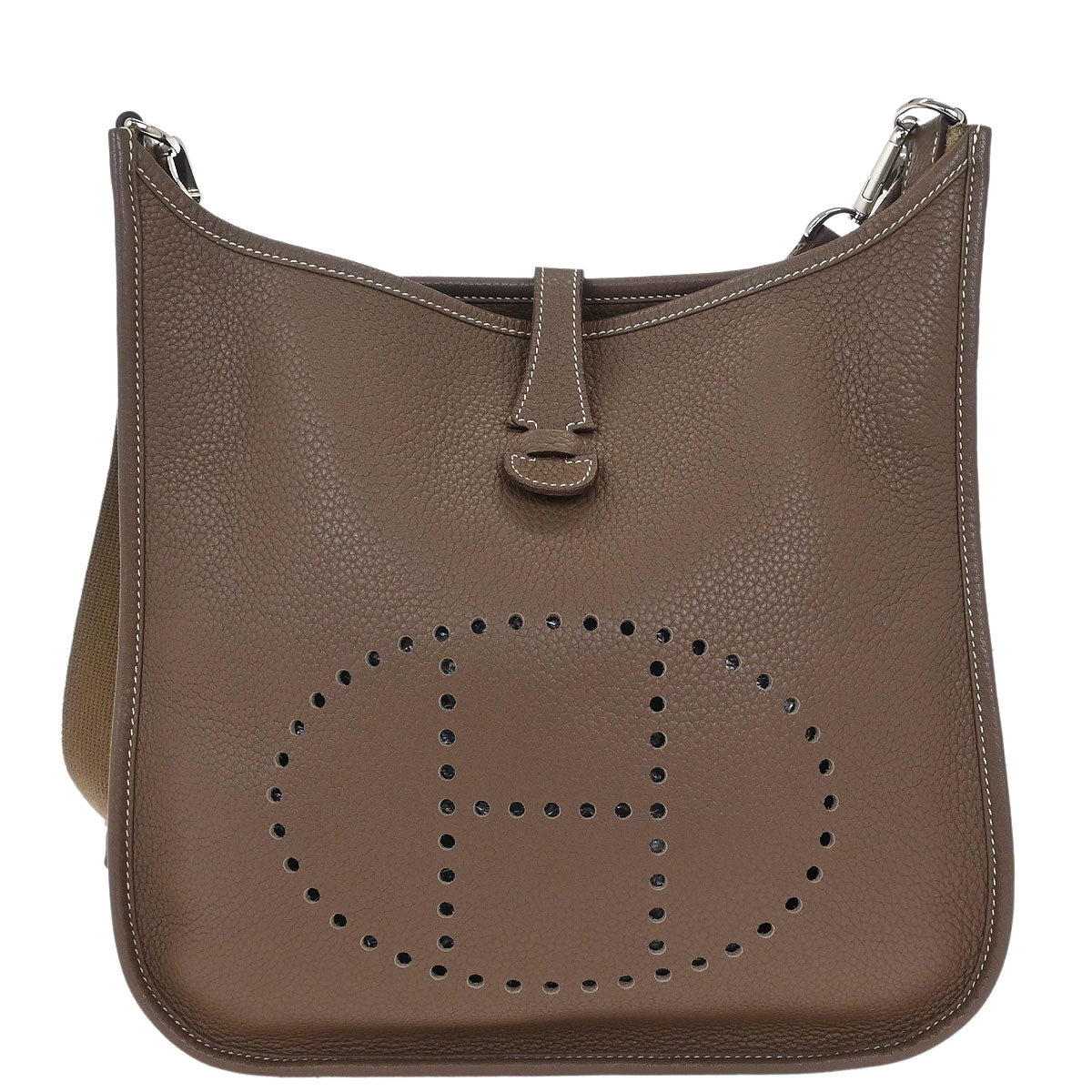 Hermes Etoupe Taurillon Clemence Evelyne 3 29 PM Shoulder Bag