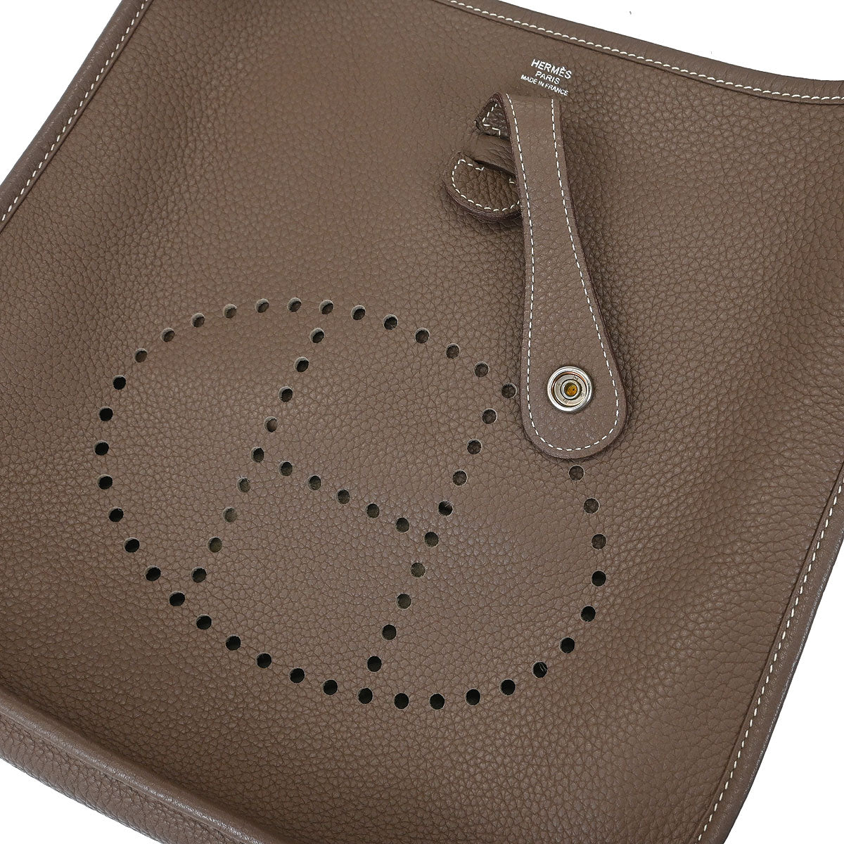 Hermes Etoupe Taurillon Clemence Evelyne 3 29 PM Shoulder Bag