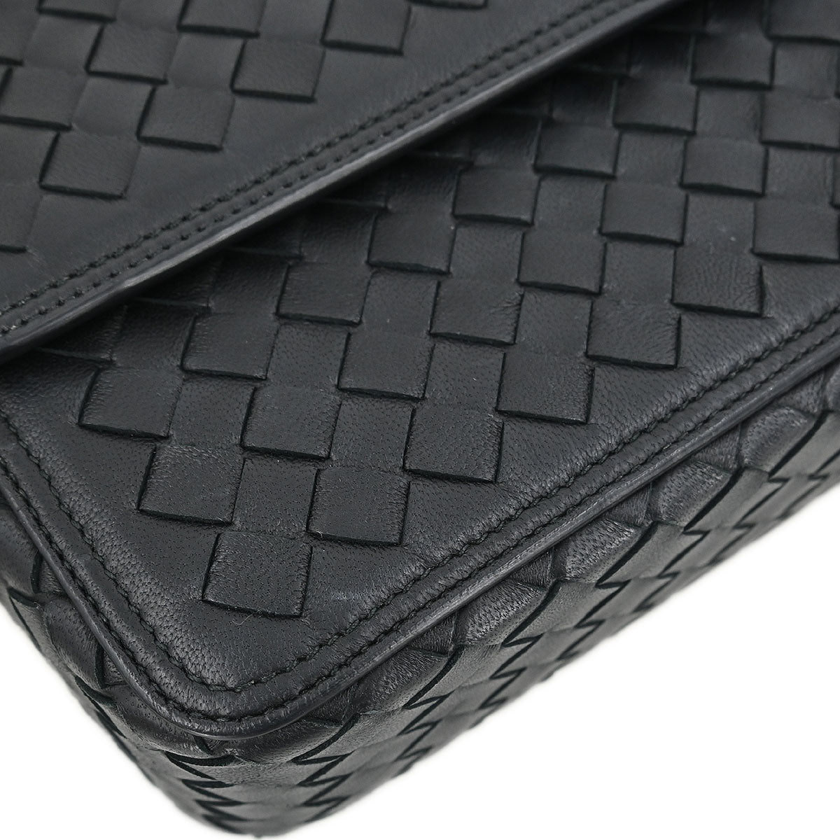 Bottega Veneta Black Lambskin Intrecciato 2way Shoulder Handbag