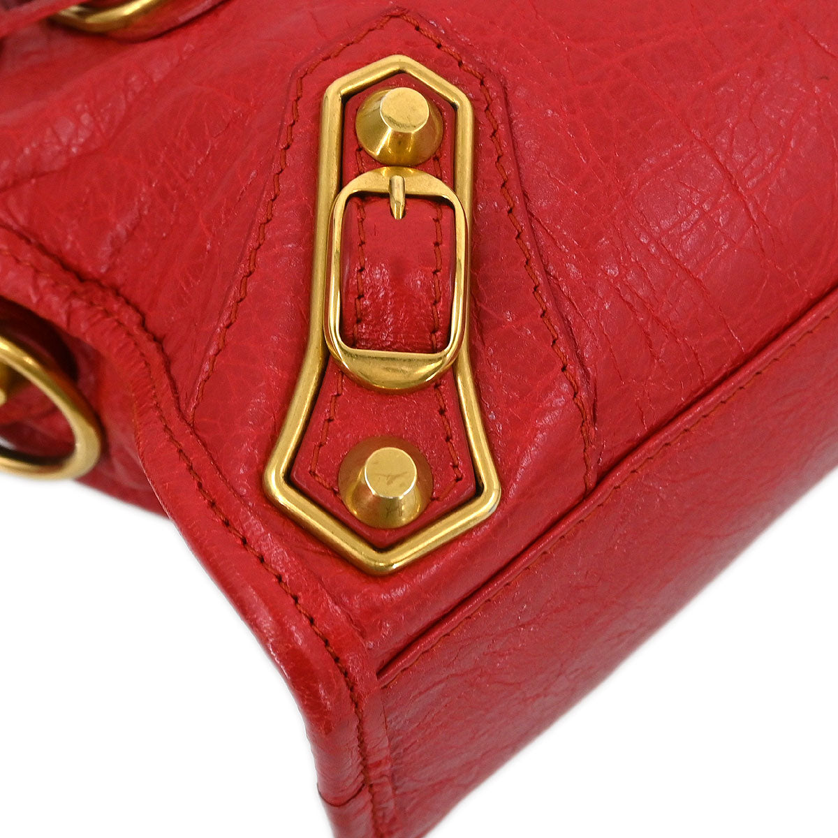 Balenciaga Red Classic Metallic Edge Mini City