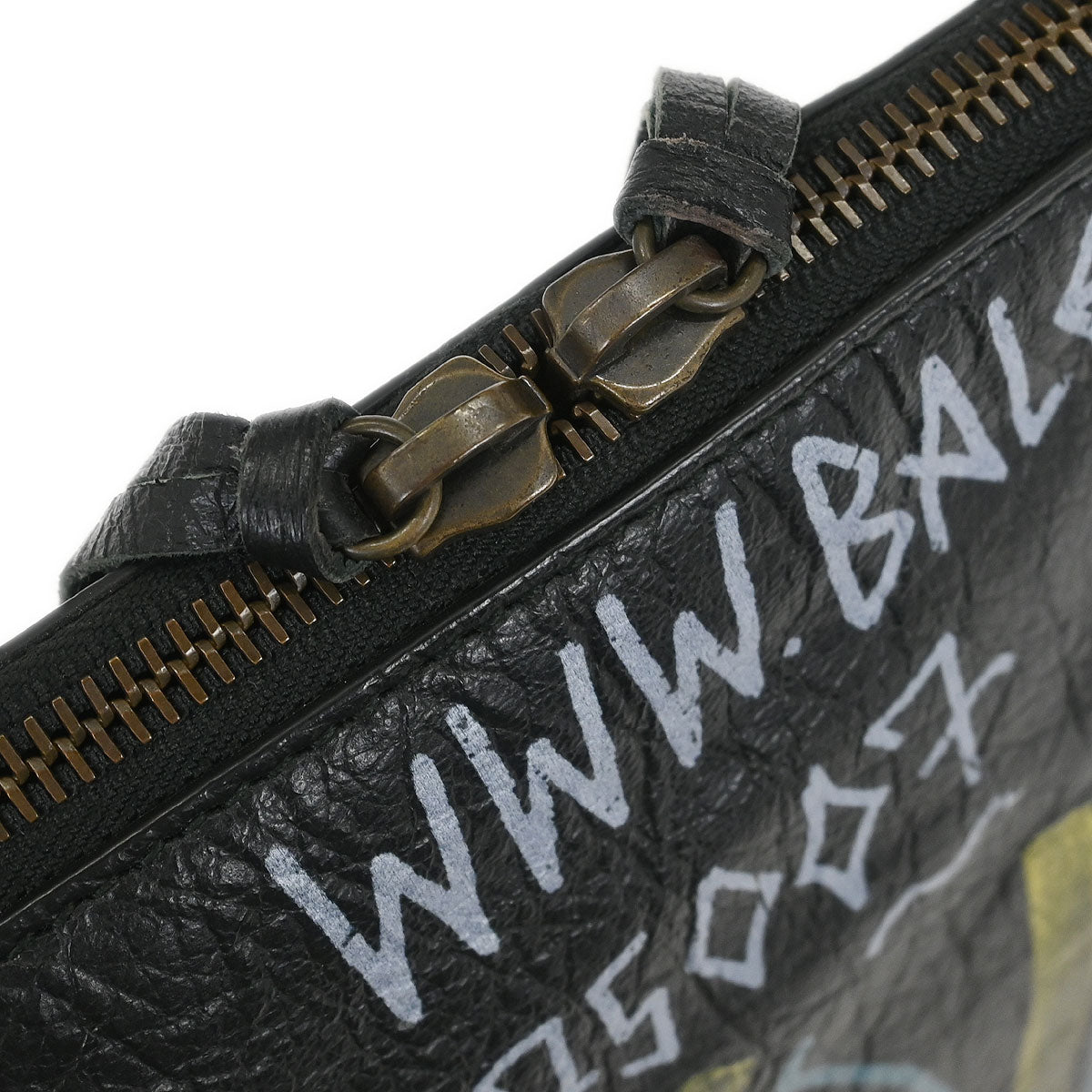 Balenciaga Black Lambskin Graffiti Print Clutch Bag