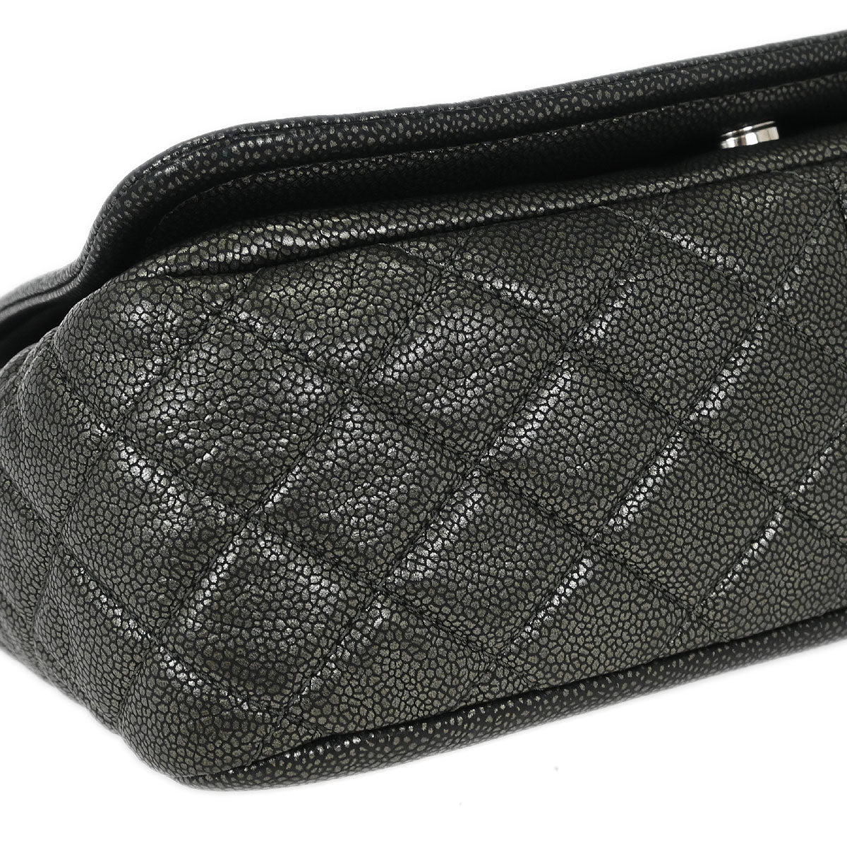 Chanel 2010-2011 Gray Caviar Full Flap Chain Shoulder Bag