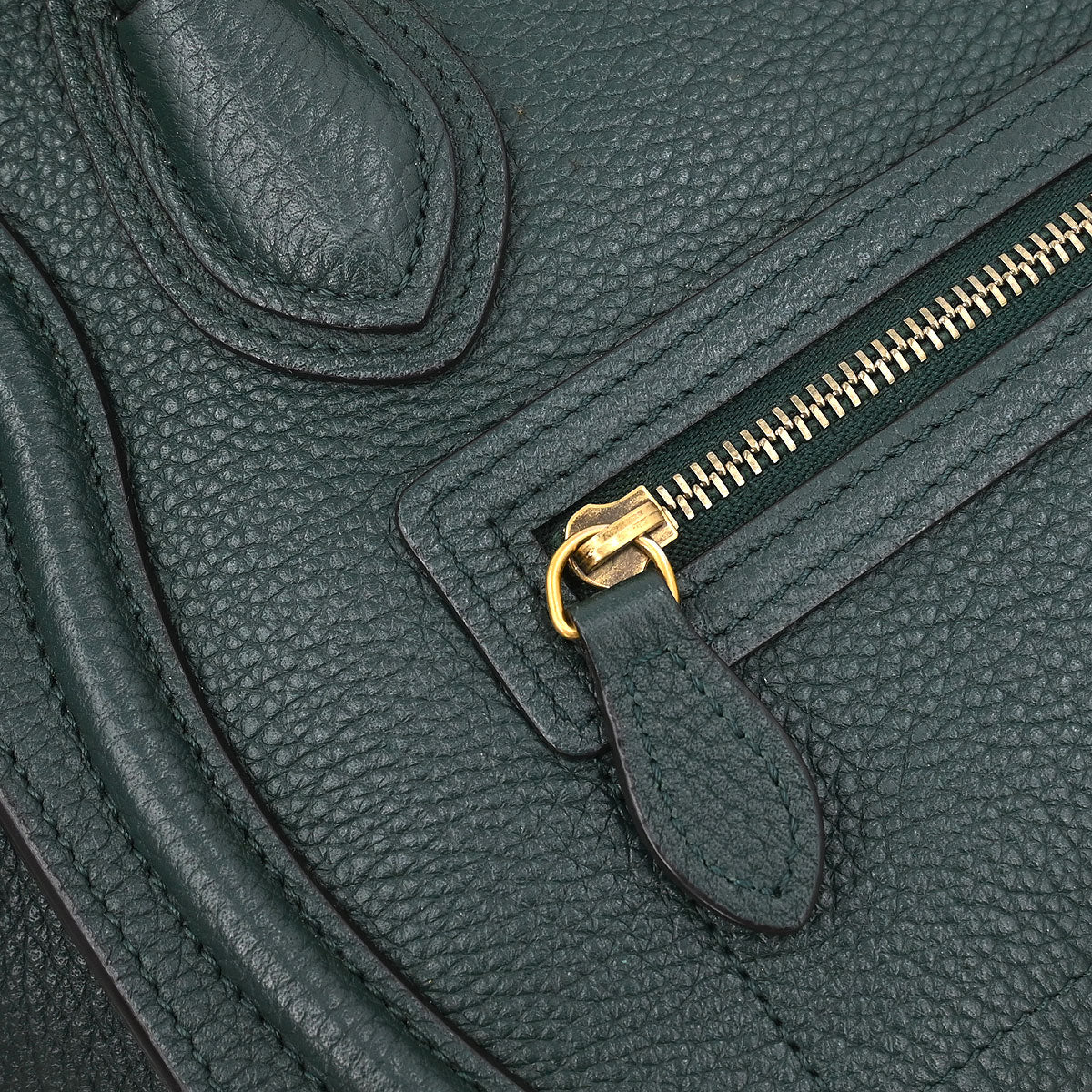 Celine Green Leather Nano Luggage 2way Shoulder Tote Bag