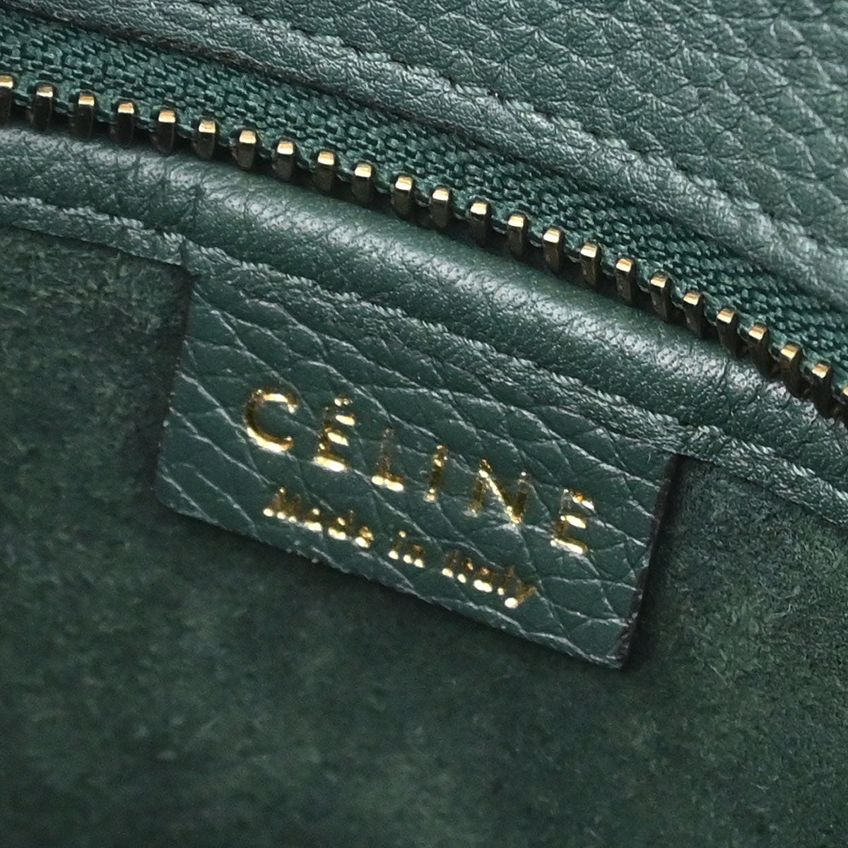 Celine Green Leather Nano Luggage 2way Shoulder Tote Bag