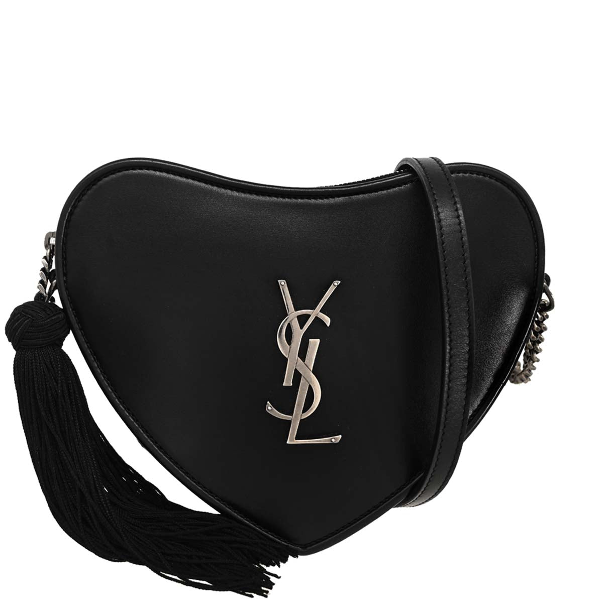 Saint Laurent Black Leather Heart Shoulder Bag