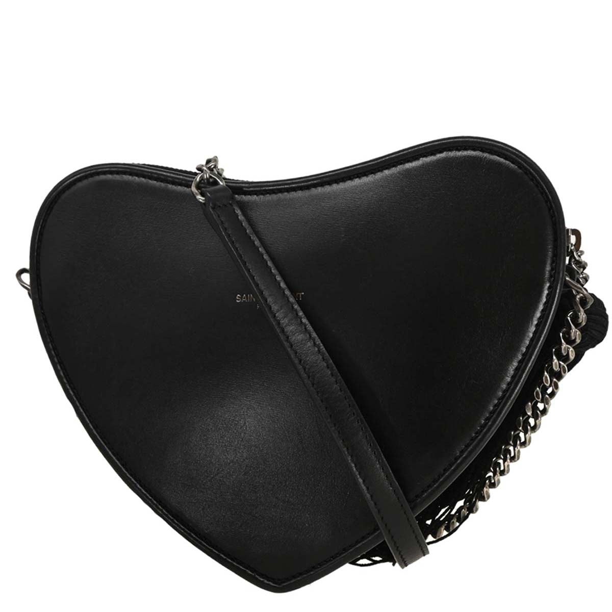 Saint Laurent Black Leather Heart Shoulder Bag