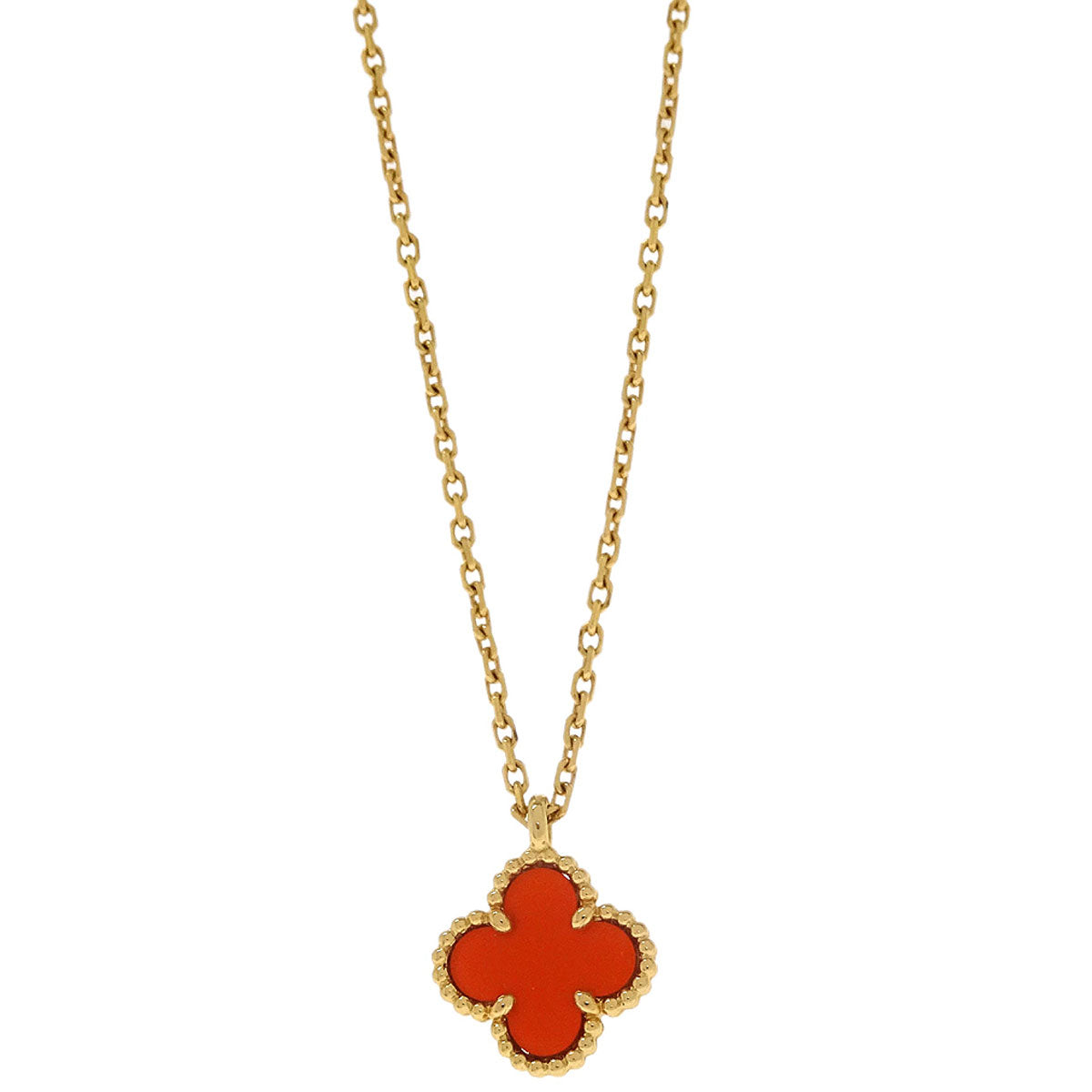 Van Cleef & Arpels Sweet Alhambra Pendant Necklace Carnelian Au750