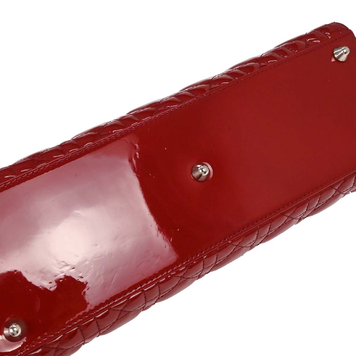 Christian Dior Red Patent Leather Large Lady Dior 2way Shoulder Handbag