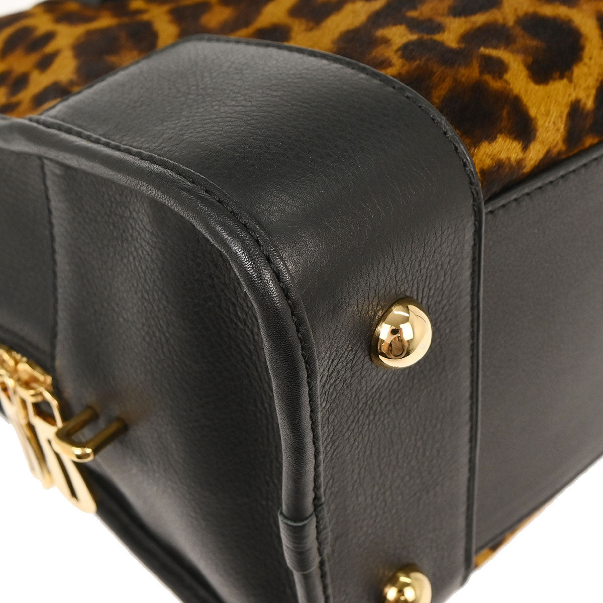 Loewe * Black Brown Pony Hair Leopard Amazona 36 Handbag