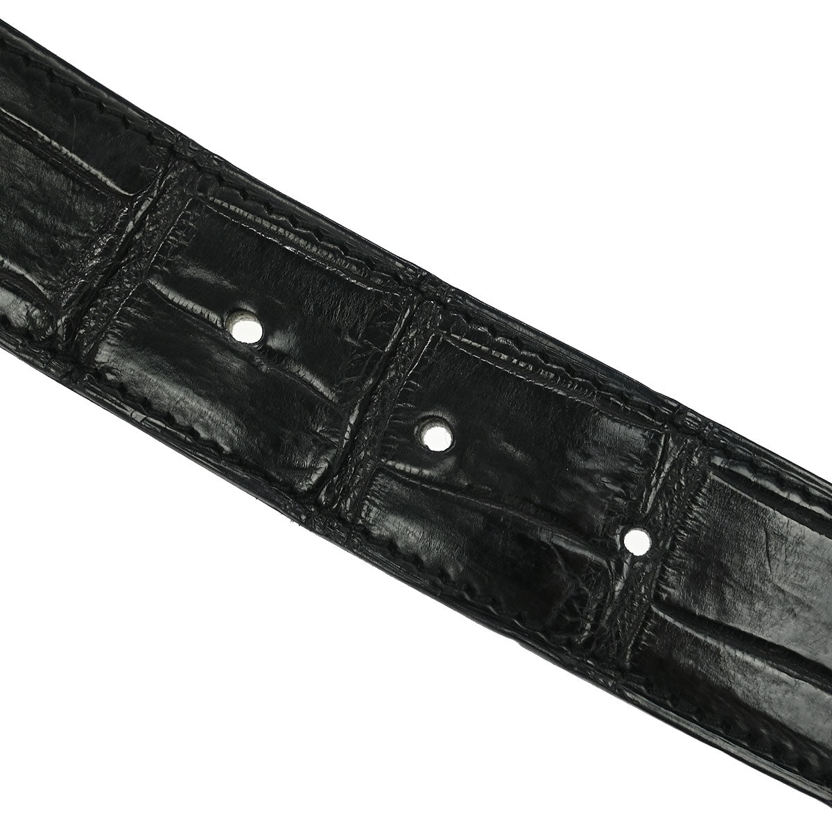 Hermes * Black Porosus Crocodile Guilloche Constance Belt #100 Small Good