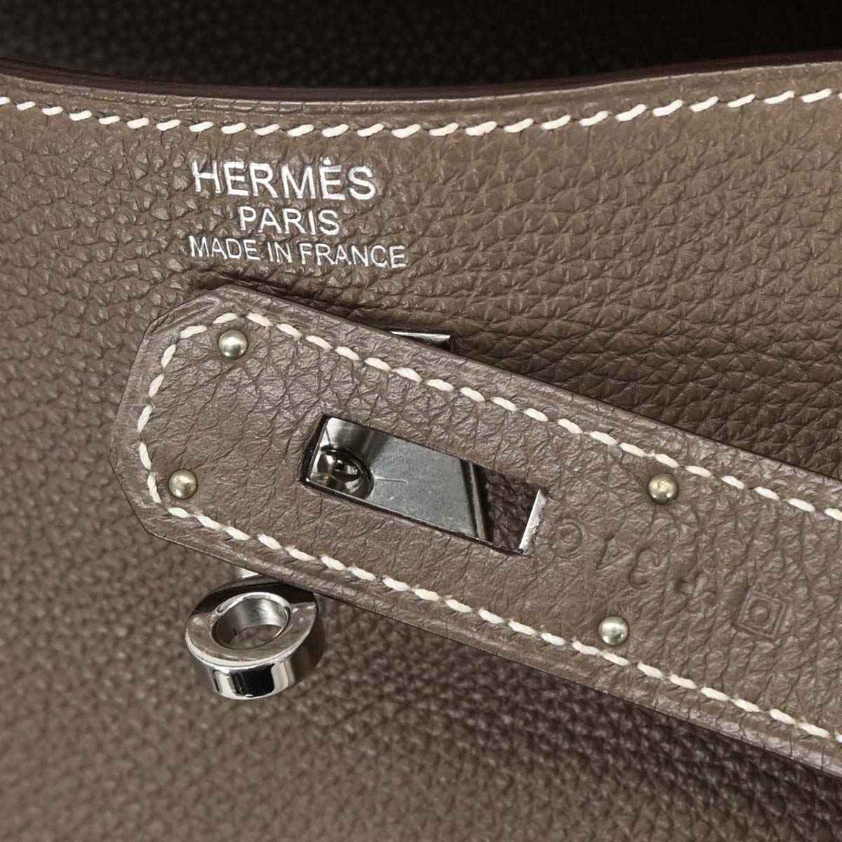 Hermes Etoupe Gray Togo Kelly 40 Retourne 2way Shoulder Handbag