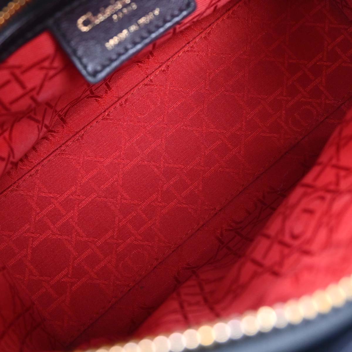 Christian Dior Black Lambskin Medium Lady Dior Cannage 2way Shoulder Handbag