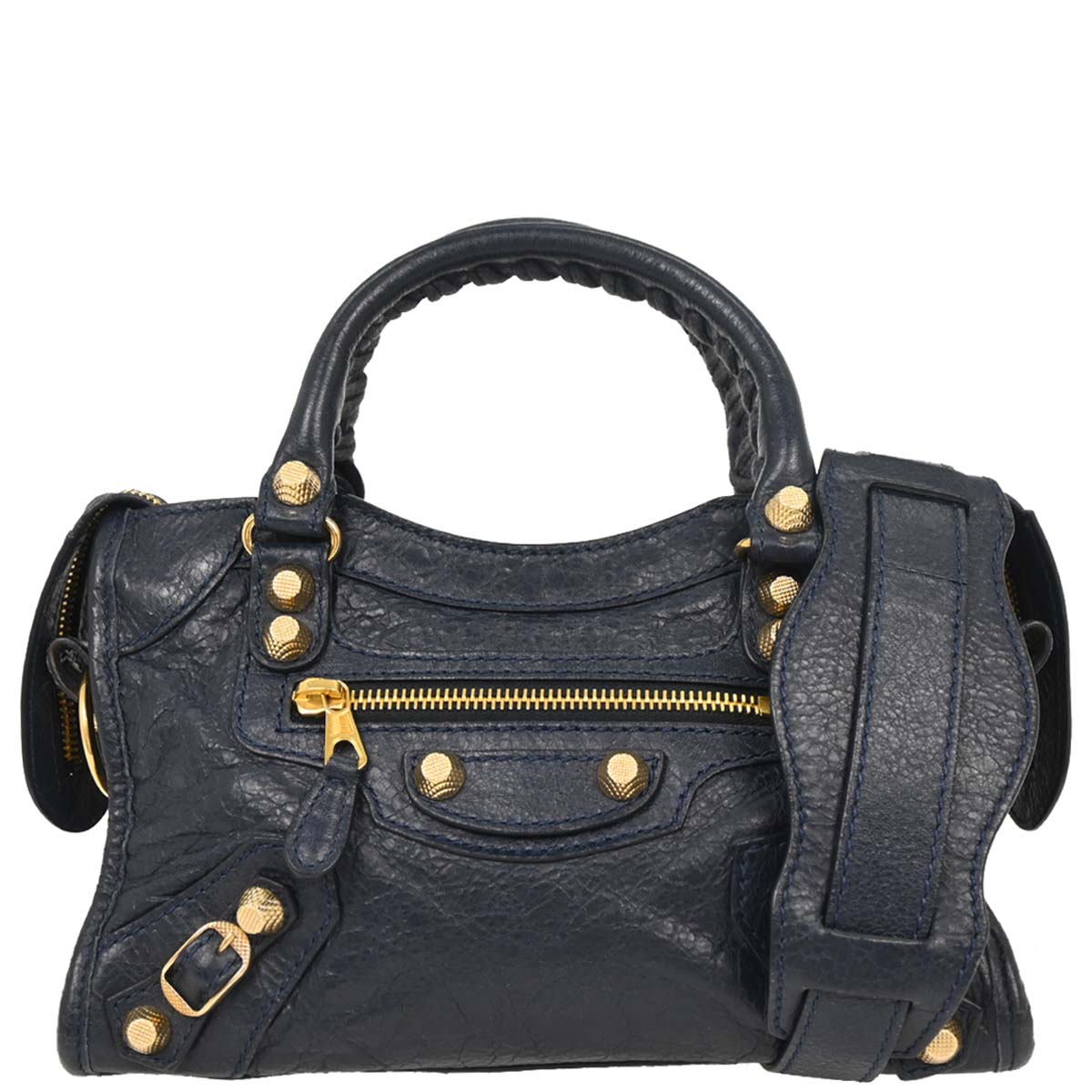Balenciaga Navy Lambskin Mini City 2way Shoulder Handbag
