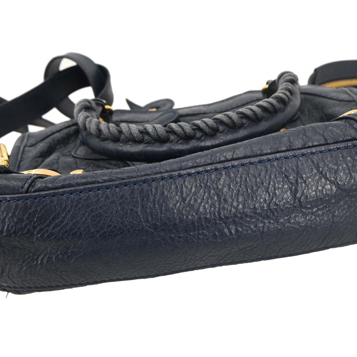 Balenciaga Navy Lambskin Mini City 2way Shoulder Handbag