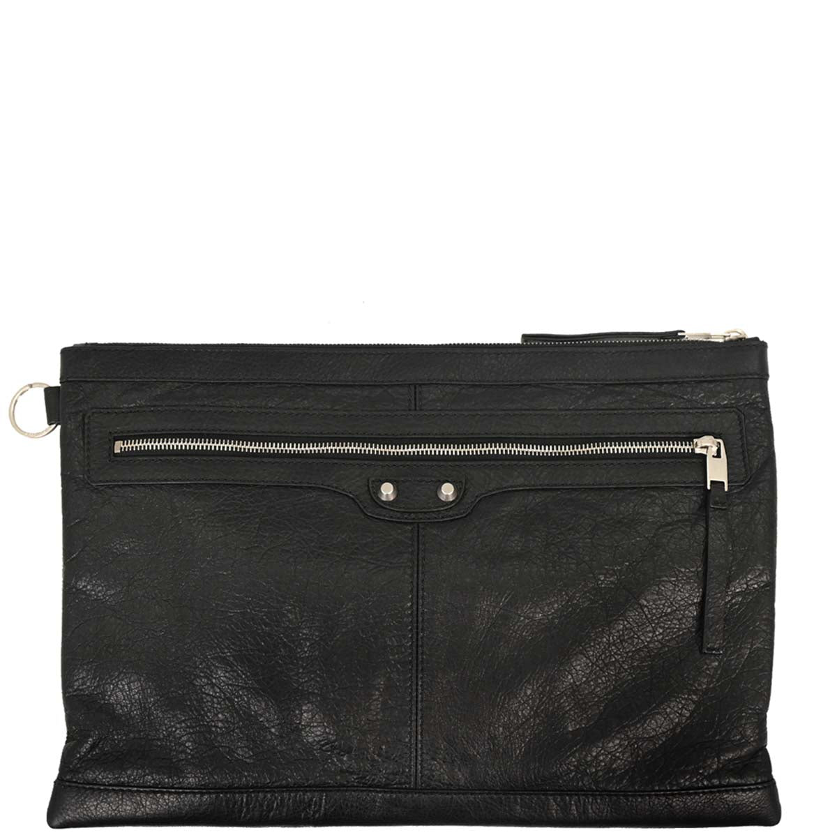 Balenciaga Black Lambskin Clip L Clutch Bag