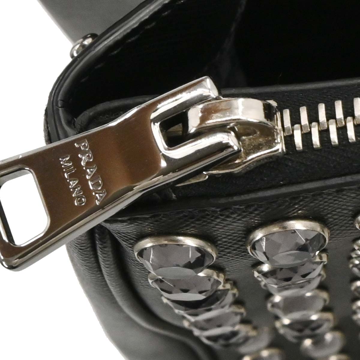 Prada Black Galleria Tote Studded 2way Shoulder Handbag