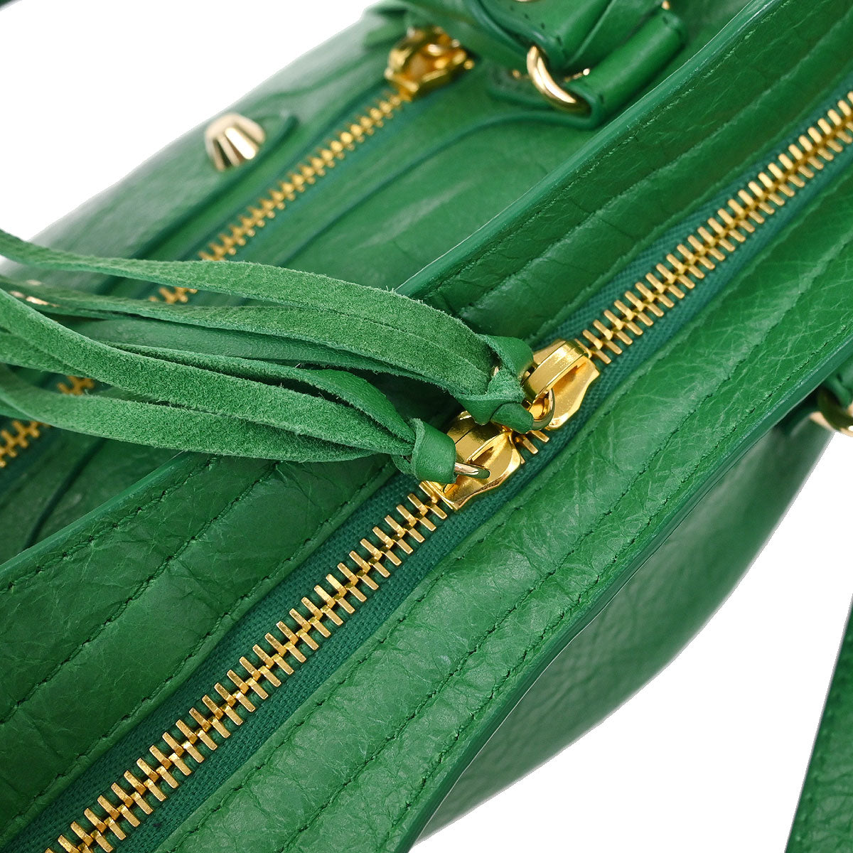 Balenciaga Green Lambskin City Small Handbag