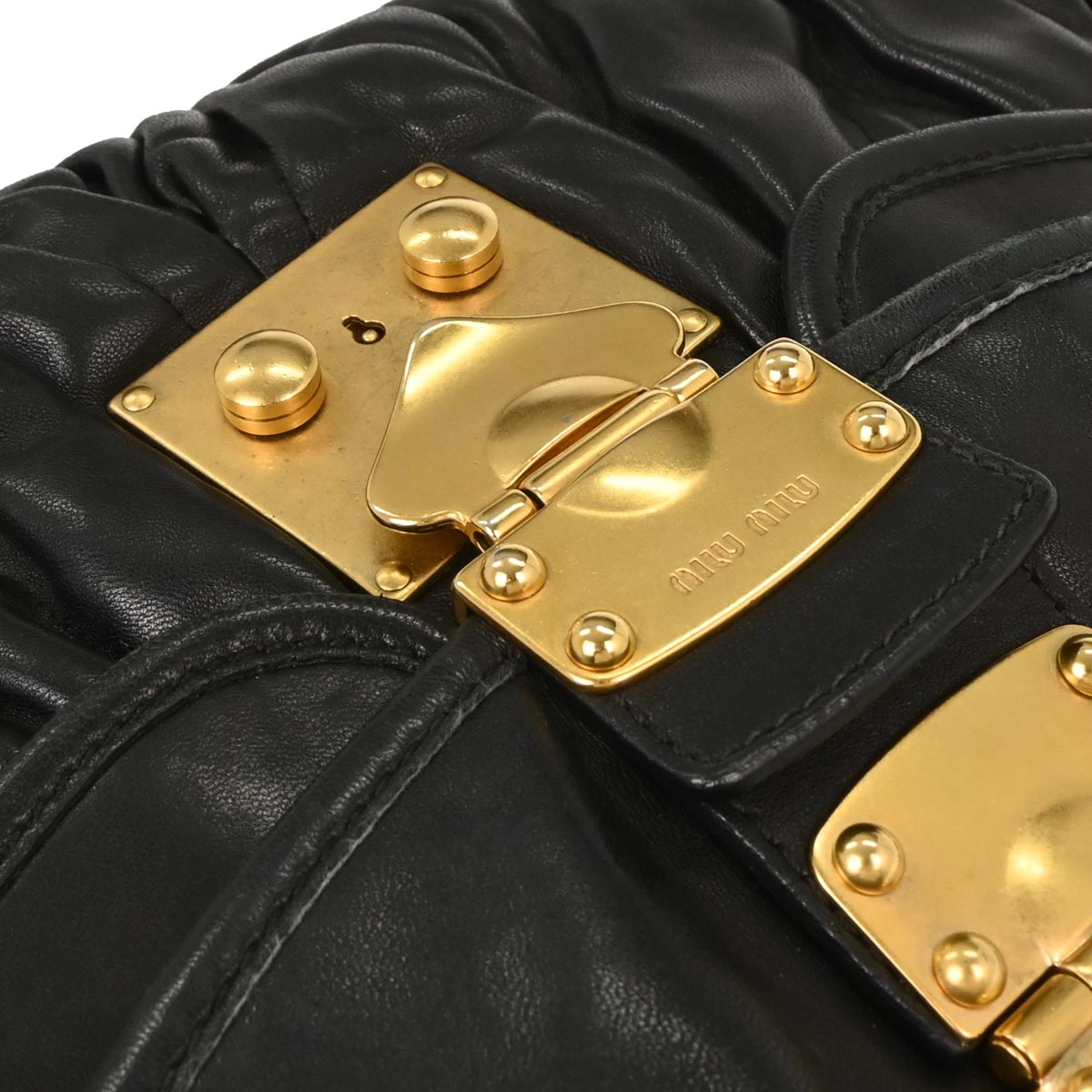 Miu Miu Black Lambskin Coffer 2way Shoulder Handbag