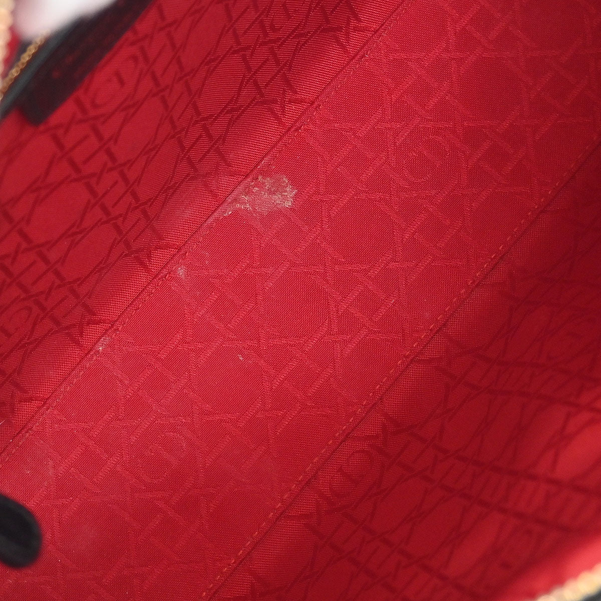 Christian Dior Black Lambskin Large Lady Dior Cannage 2way Handbag