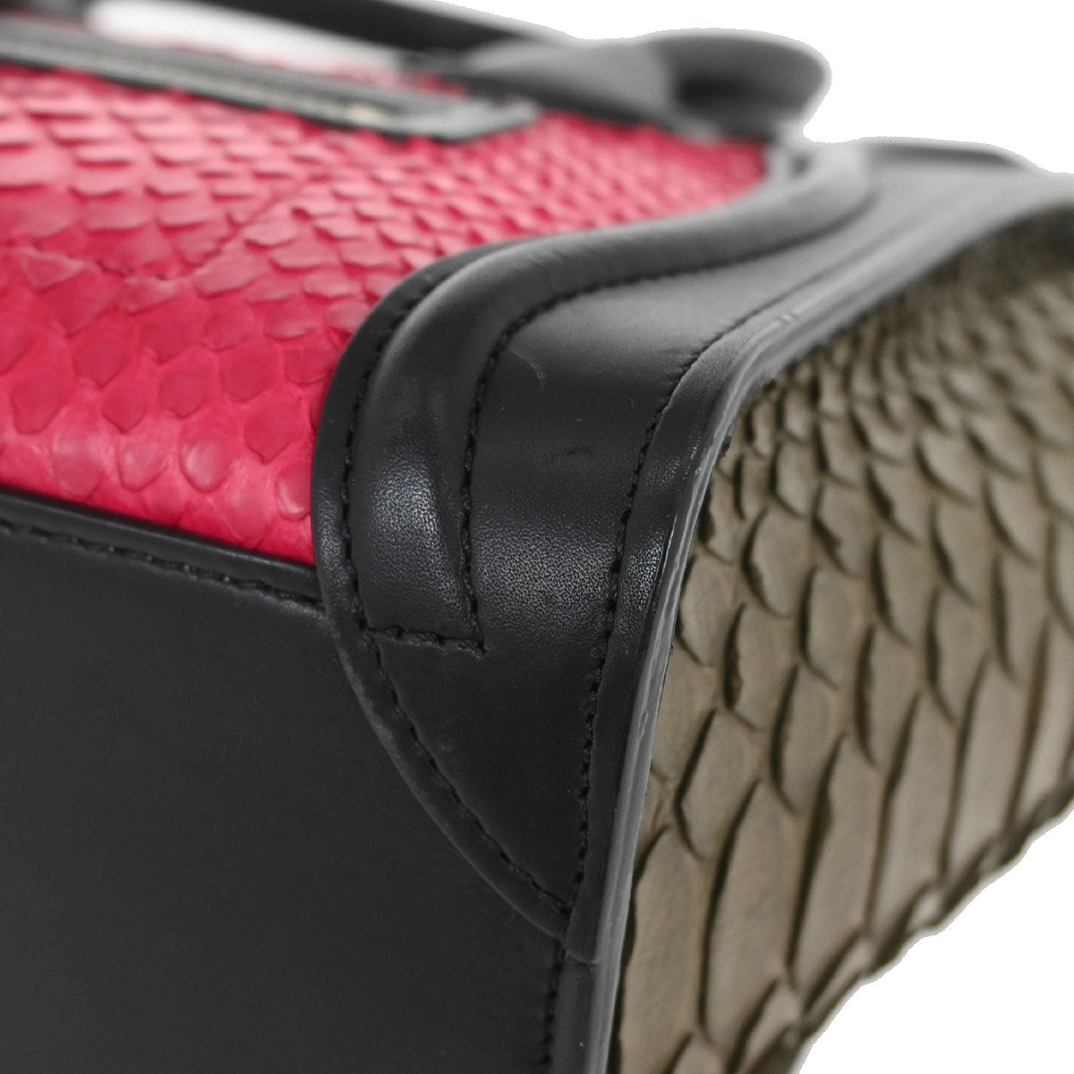 Celine * Tricolor Python Luggage Nano Handbag