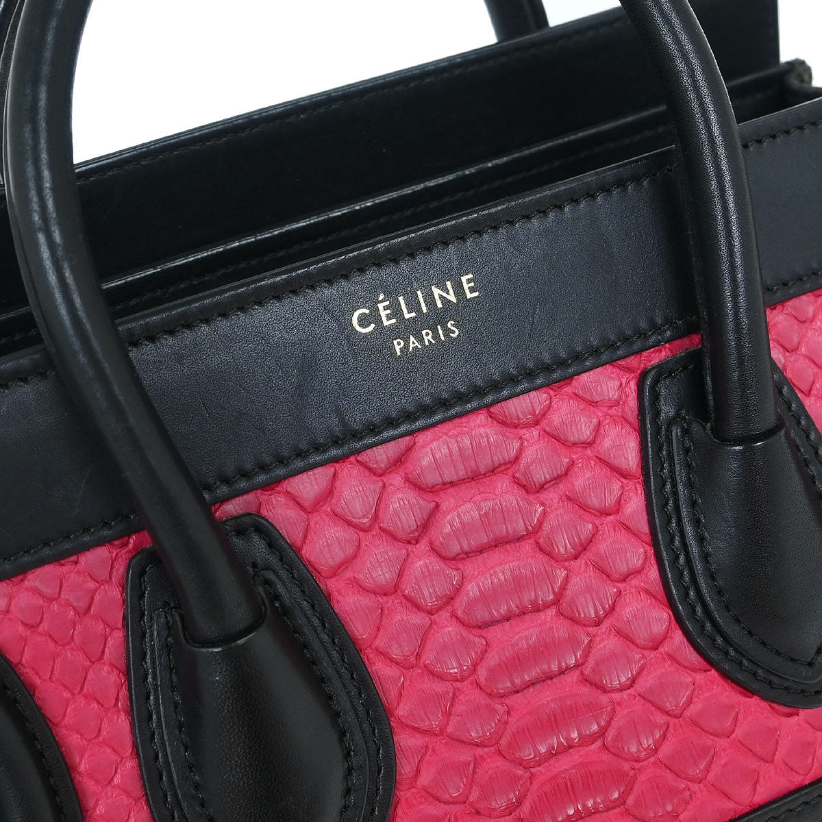 Celine * Tricolor Python Luggage Nano Handbag