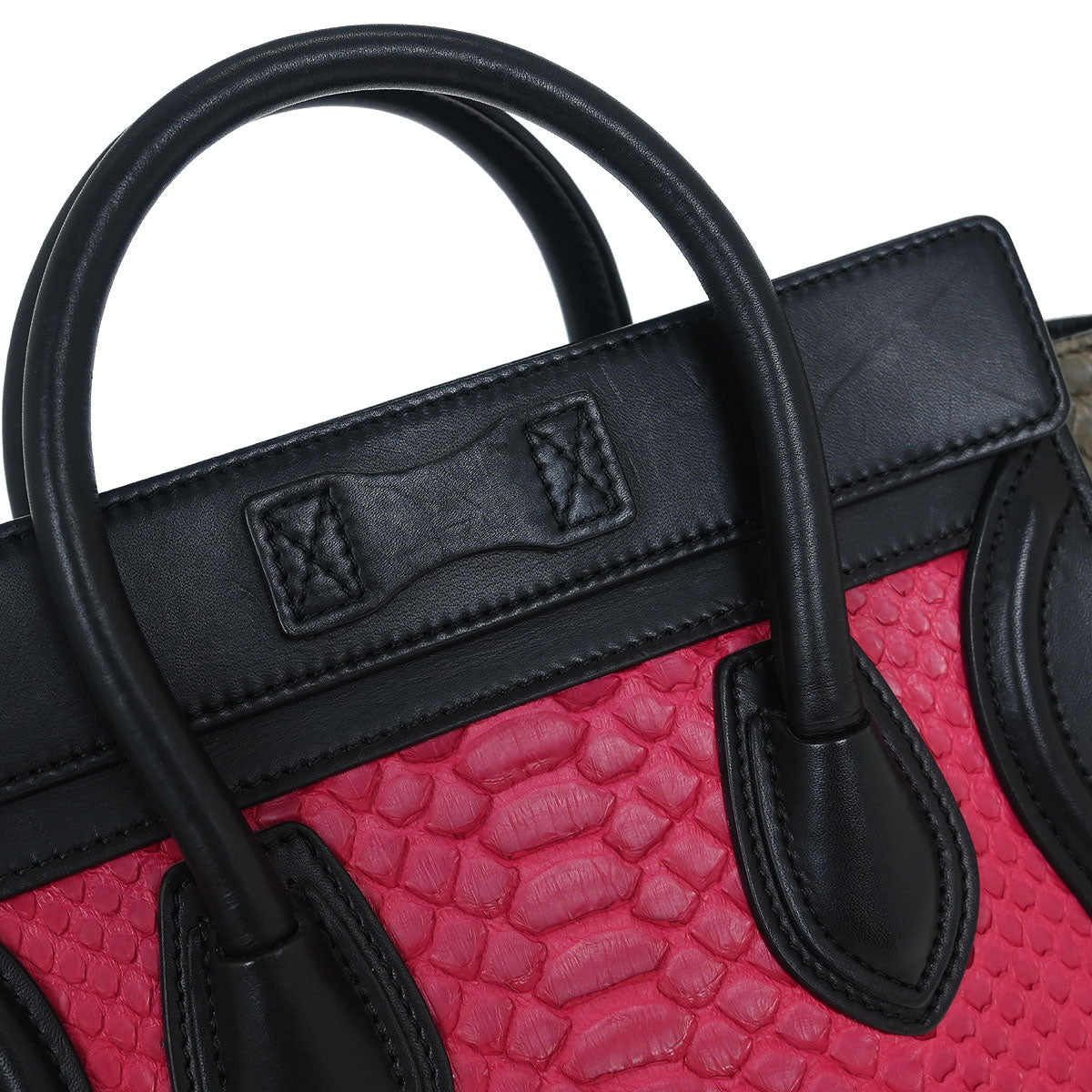 Celine * Tricolor Python Luggage Nano Handbag