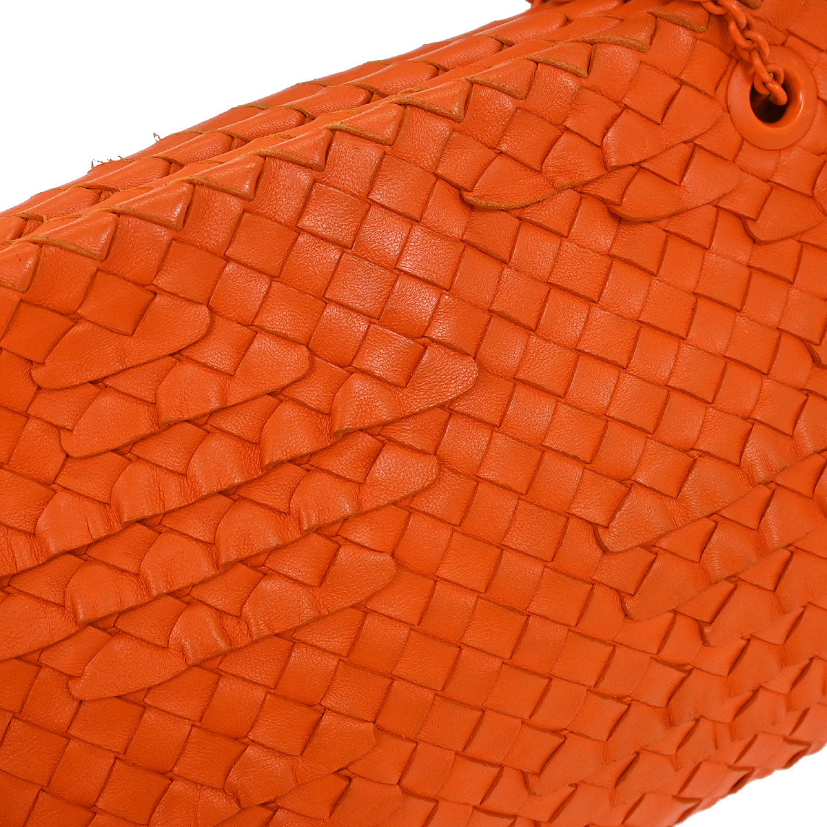 Bottega Veneta Orange Lambskin Intrecciato Shoulder Bag