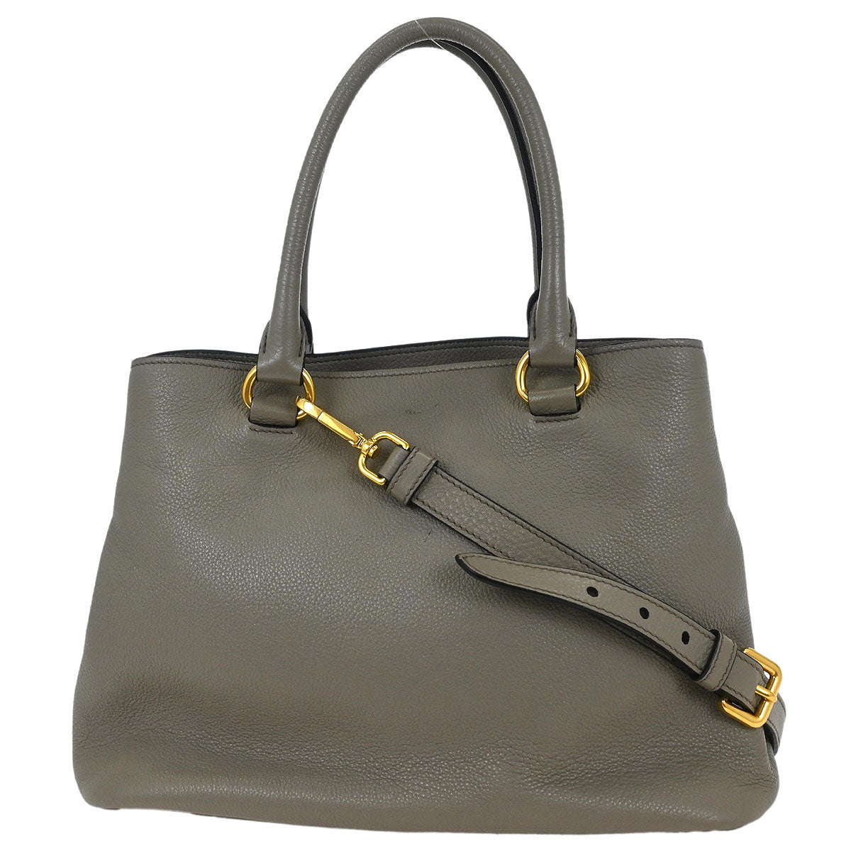 Prada Gray Leather 2way Shoulder Tote Handbag