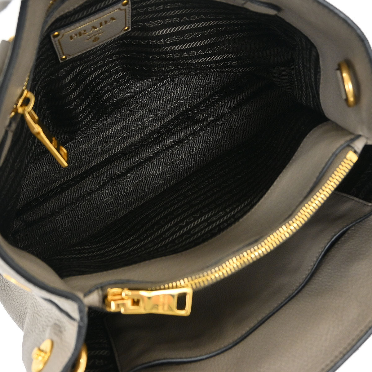 Prada Gray Leather 2way Shoulder Tote Handbag