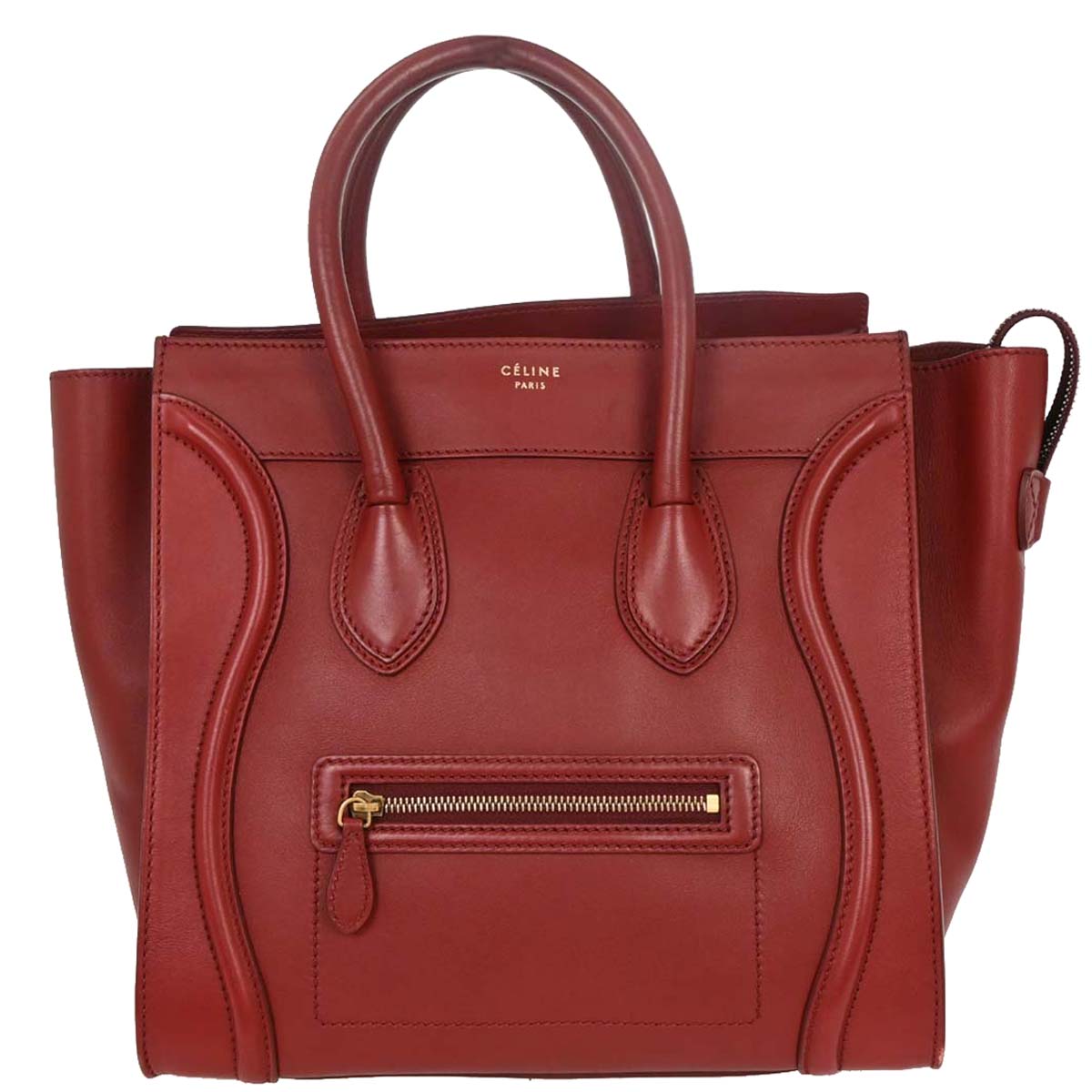 Celine Bordeaux Leather Mini Luggage Tote Bag