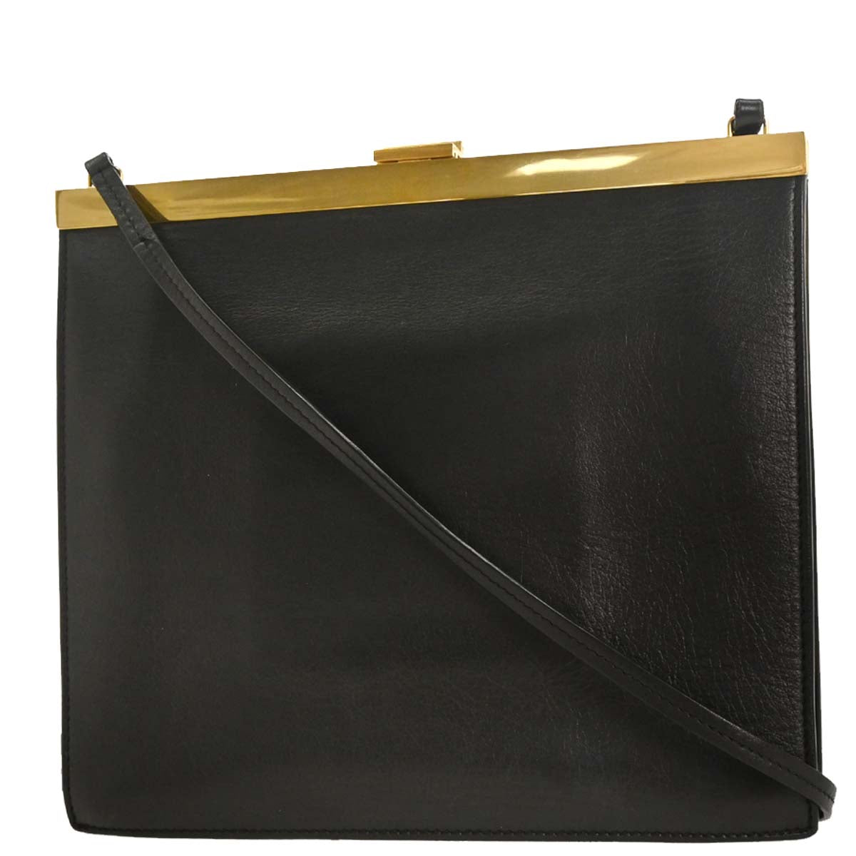 Celine Black Leather Clasp Shoulder Bag