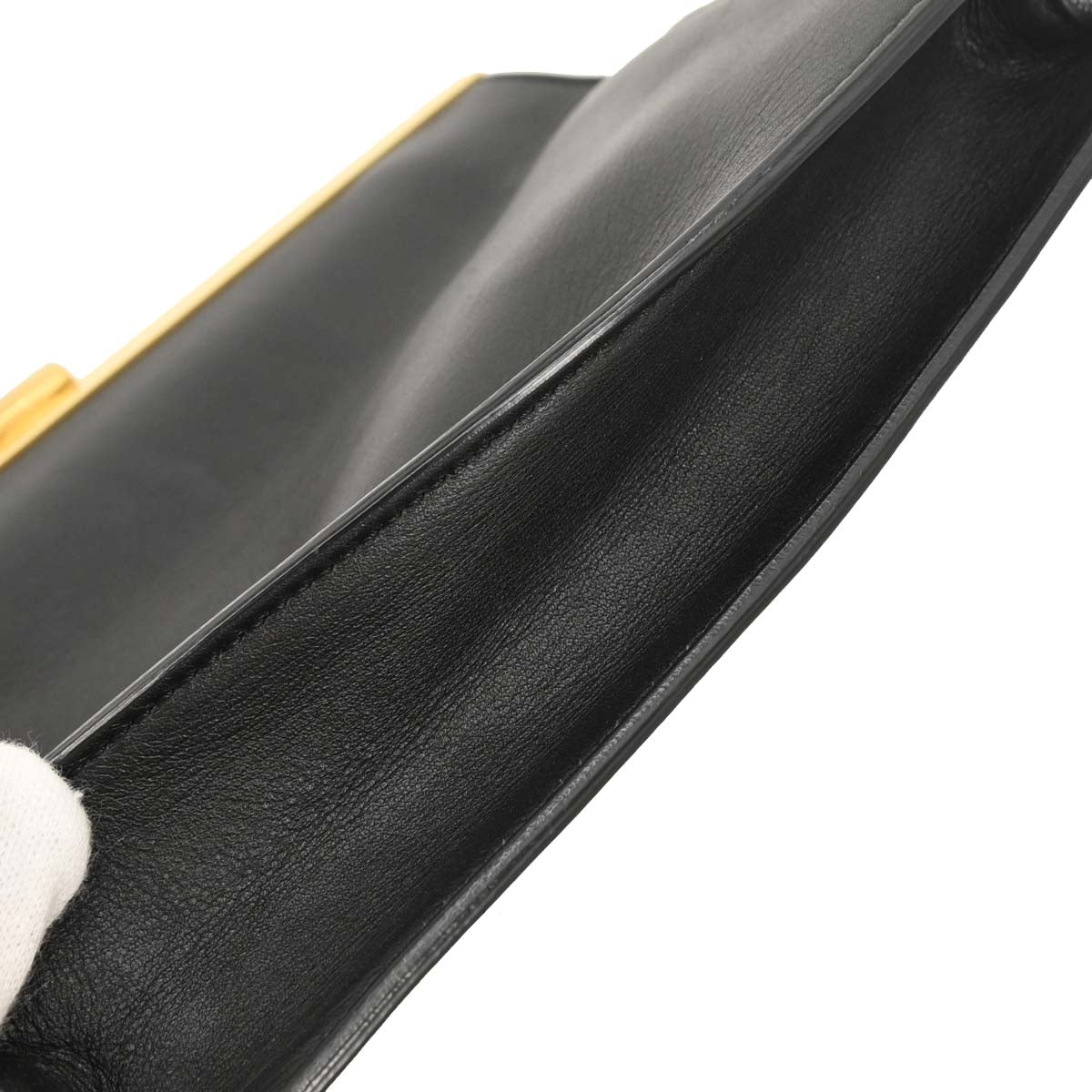 Celine Black Leather Clasp Shoulder Bag