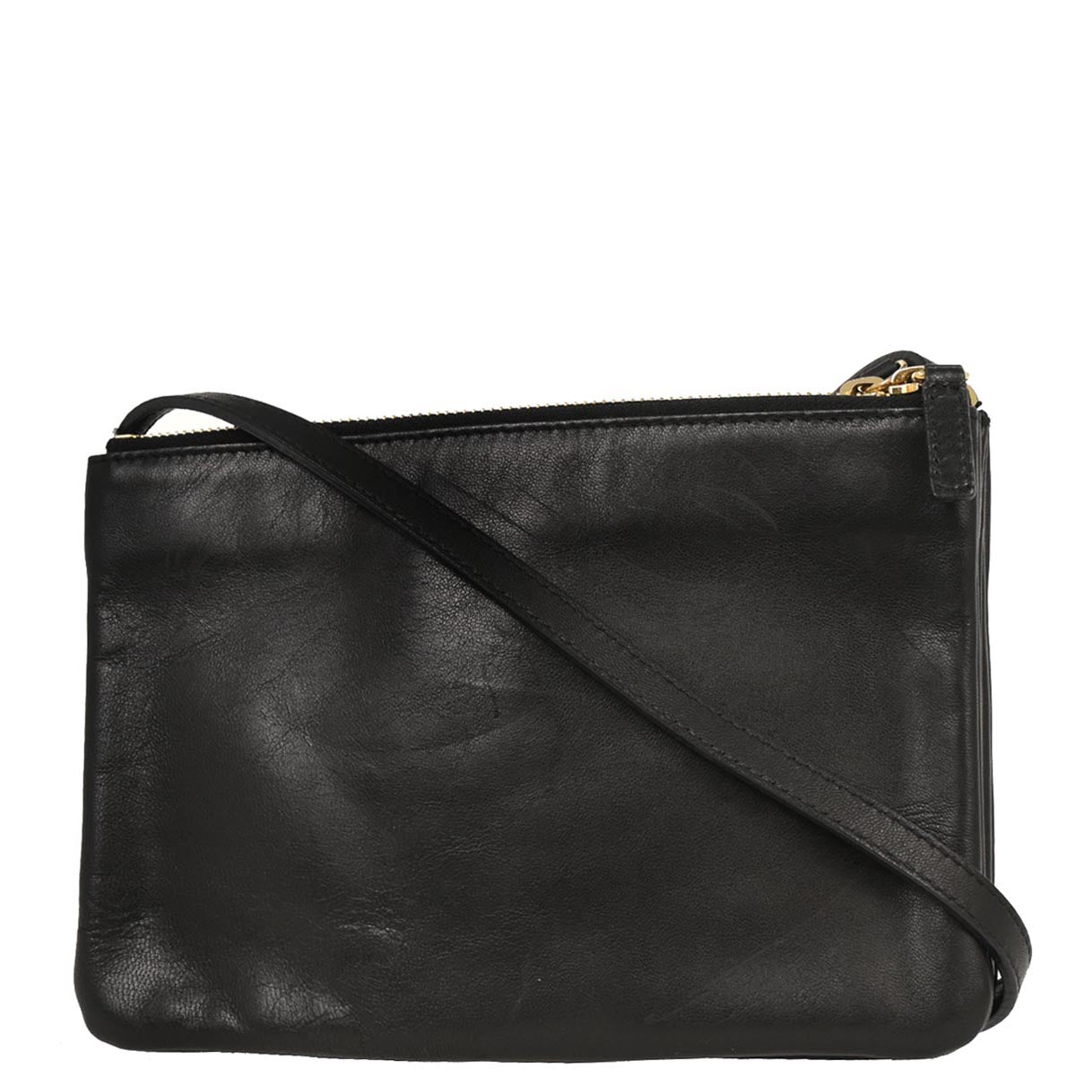 Celine Black Leather Trio Shoulder Bag