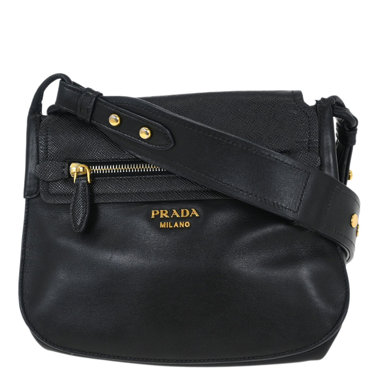 Prada Black Leather Corsaire Shoulder Bag