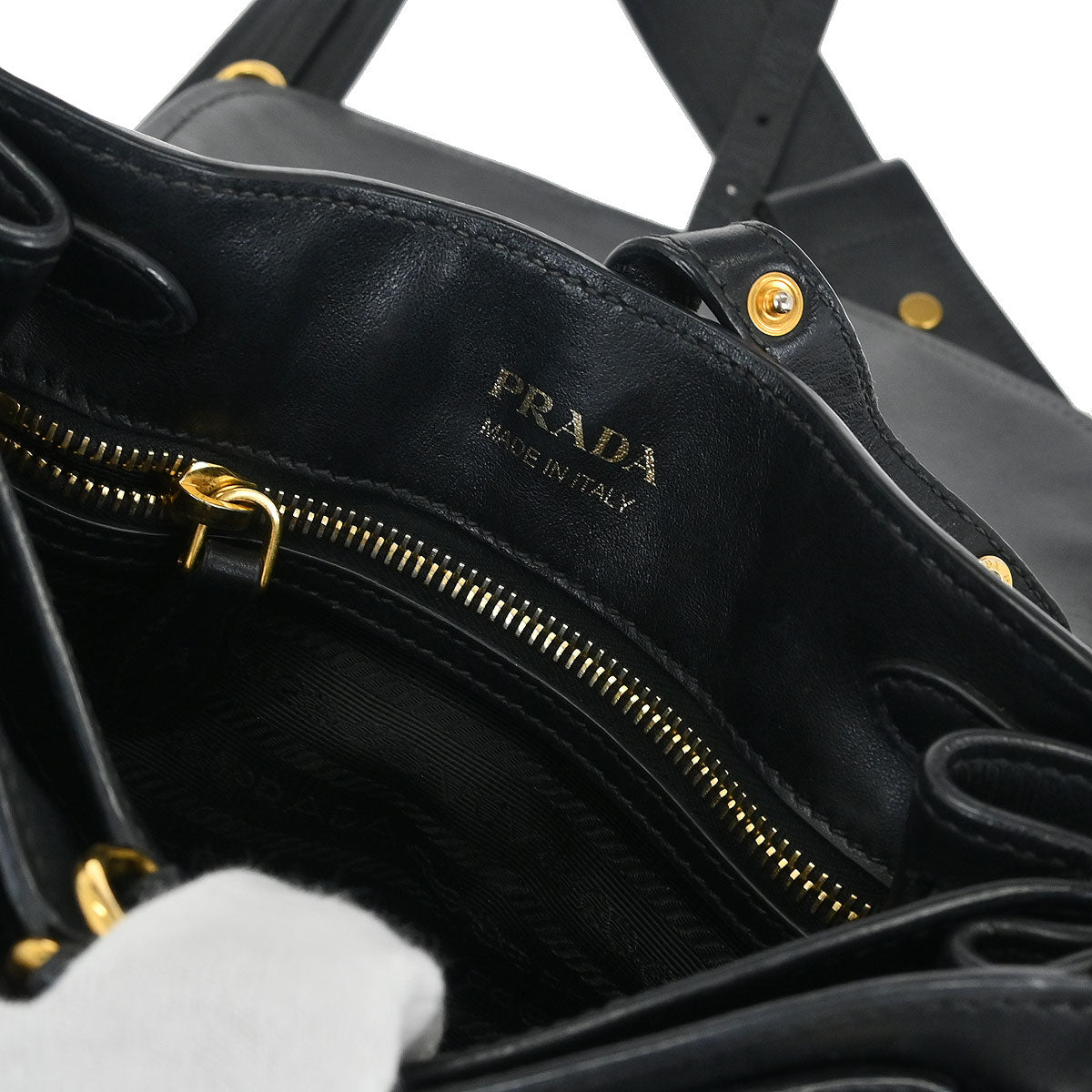 Prada Black Leather Corsaire Shoulder Bag