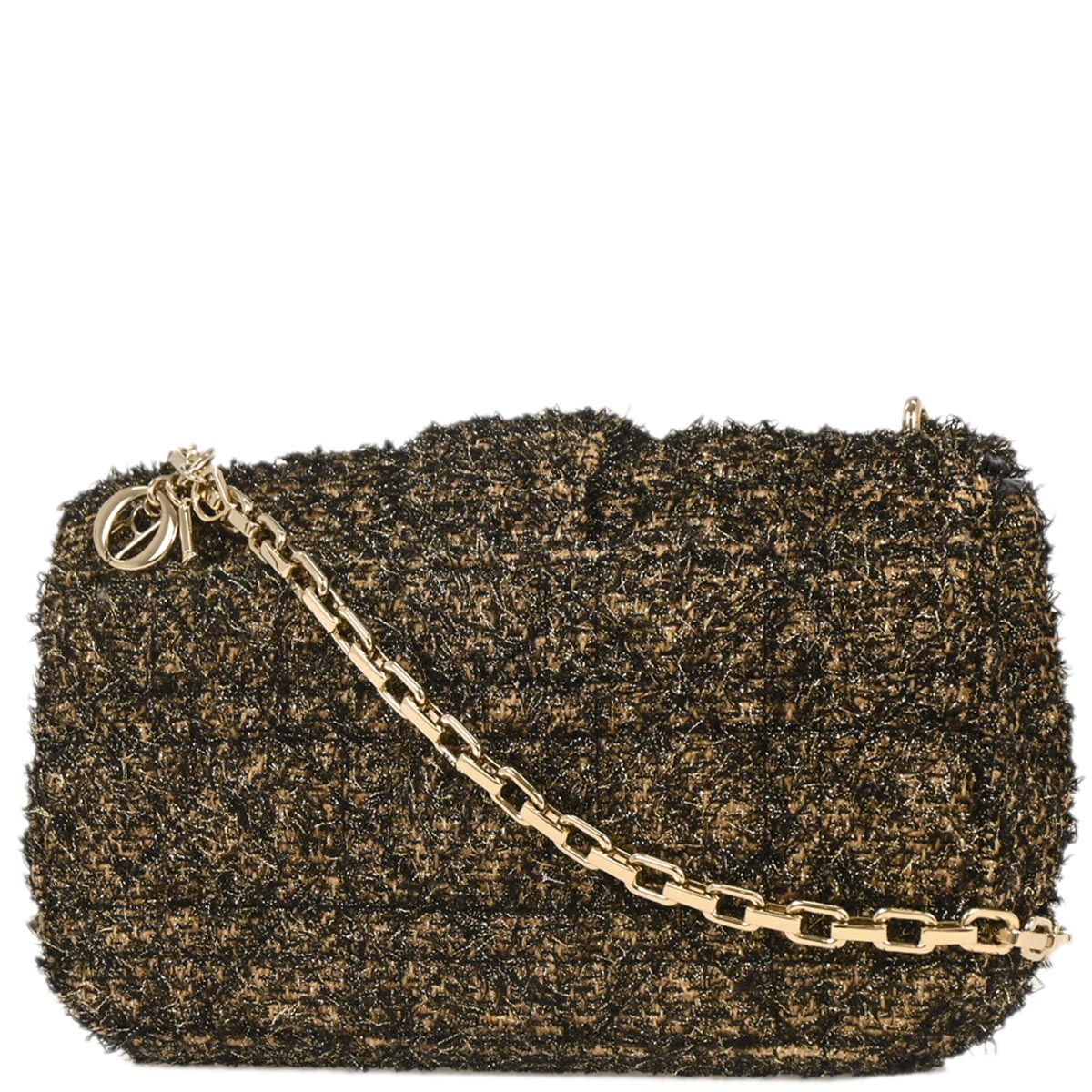 Christian Dior Black Tweed Rock Chain Shoulder Bag