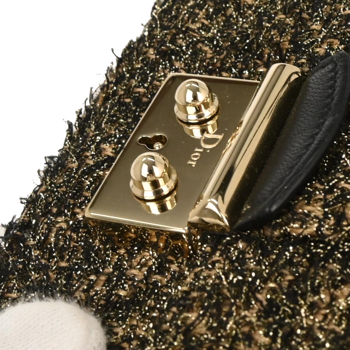 Christian Dior Black Tweed Rock Chain Shoulder Bag