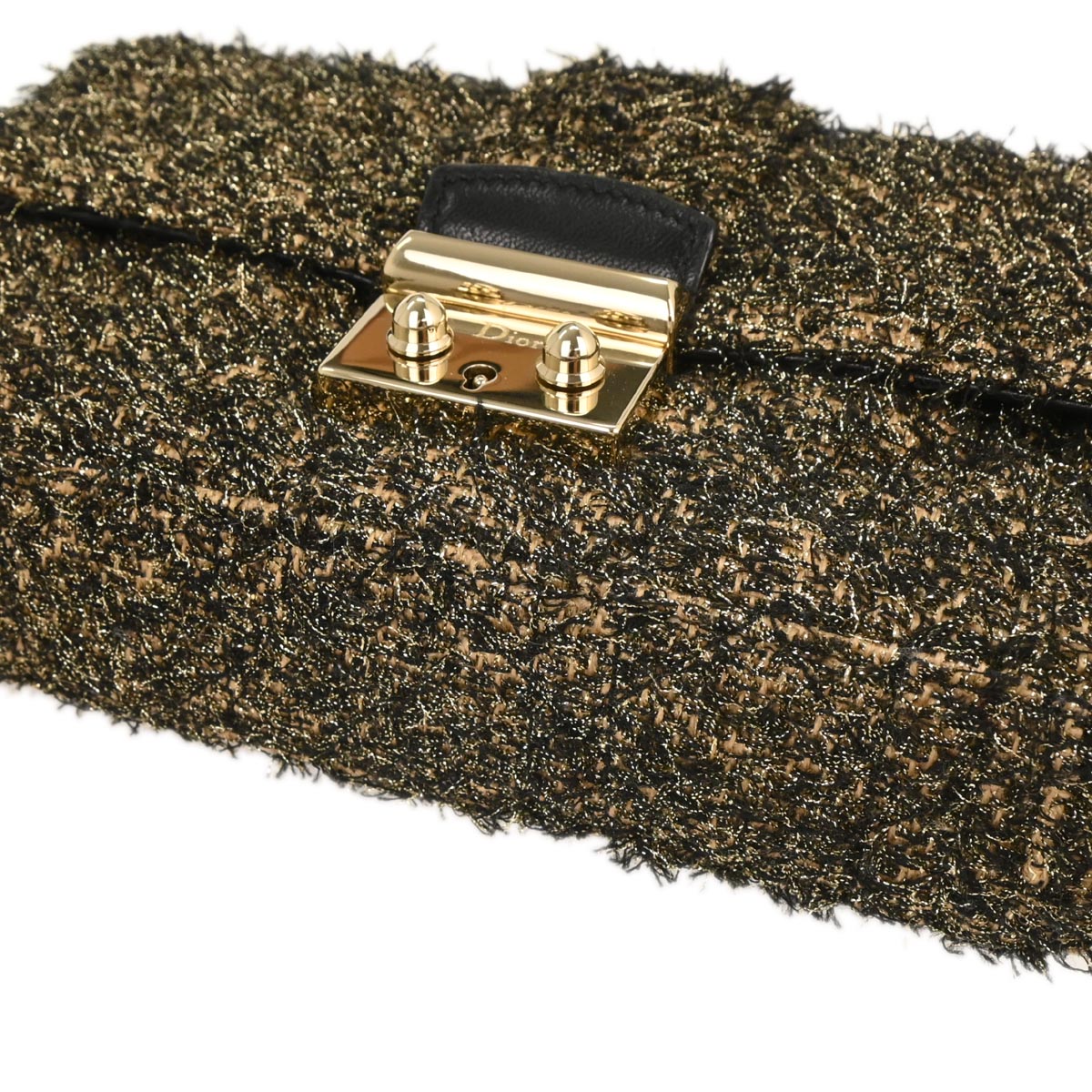 Christian Dior Black Tweed Rock Chain Shoulder Bag