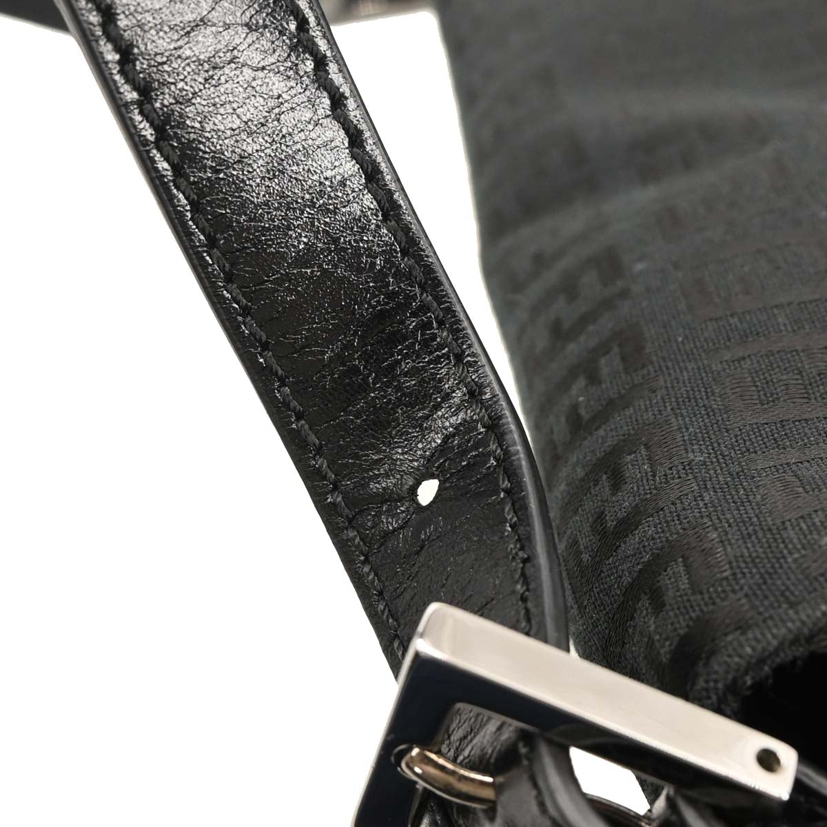 Fendi Black Canvas Zucchino Mamma Baguette Handbag