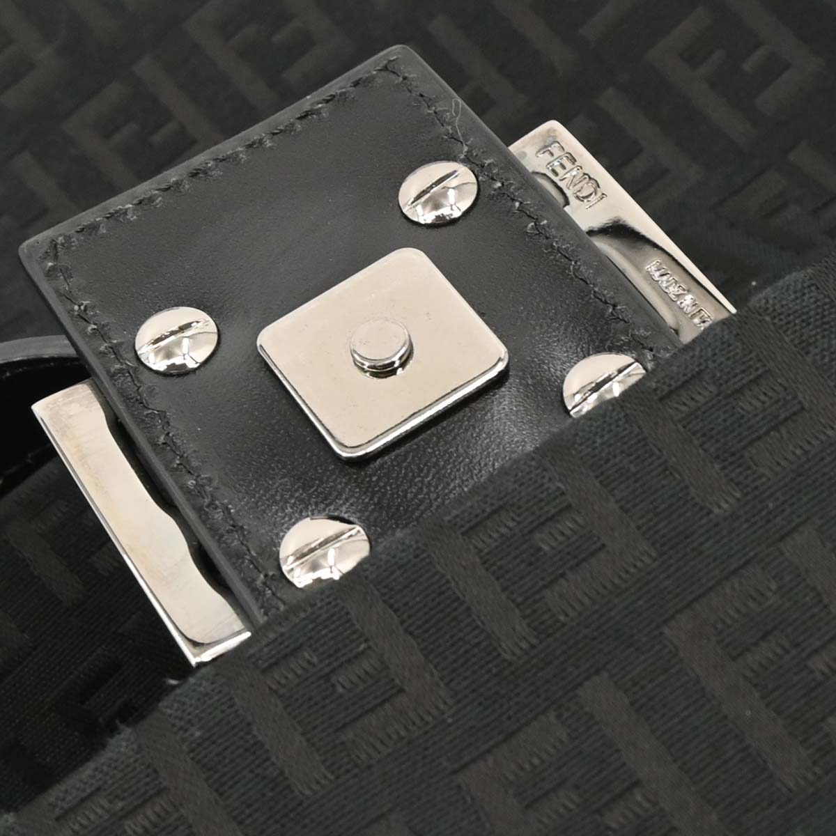 Fendi Black Canvas Zucchino Mamma Baguette Handbag