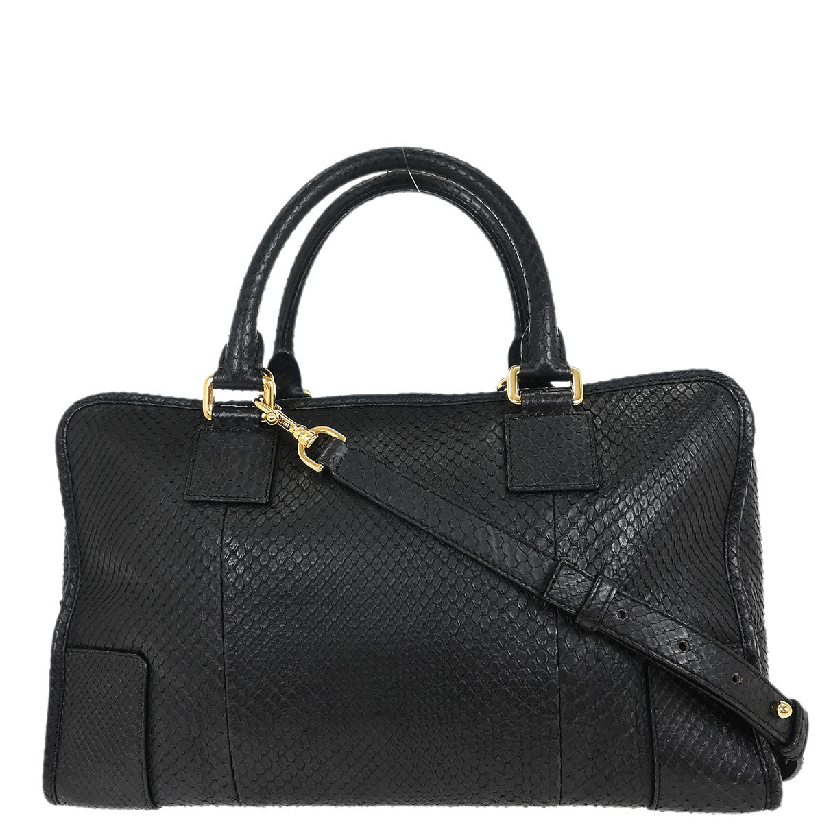 Loewe * Black Python Amazona 36 Handbag