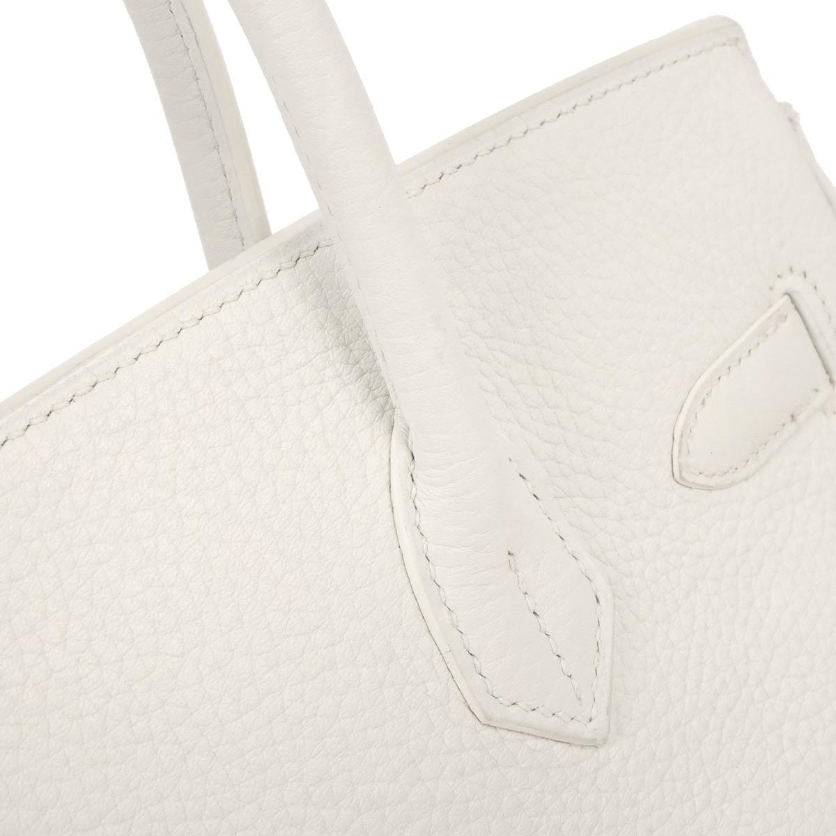 Hermes White Taurillon Clemence Birkin 30 Handbag